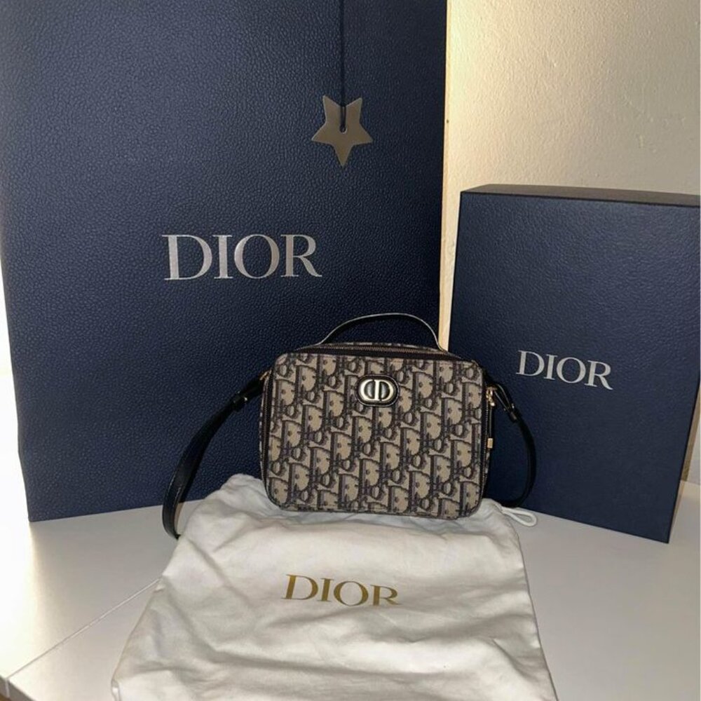 Christian Dior 30 Montaigne Box Bag crossbody Blue Multicolor Dior Oblique J